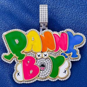 <b>Top</b> Craftmanship 925 Sterling <b>Silver</b> Moissanite Letter Pendant Unique Design Dainty Iced Hip Hop Unisex Jewelry with Enamel - Product Image 1