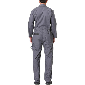 Overol de Trabajo Rojo para Hombre, Color Sólido, Casual, Tejido, Manga Larga, Diseño Liso Teñido - Product Image 3