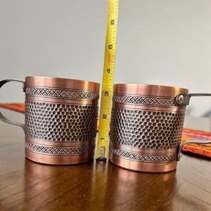 Tasses de voyage en cuivre antique au design artisanal, écologiques, isolation chaud/froid, réutilisables, style vintage, ensembles cadeaux pour - Product Image 1