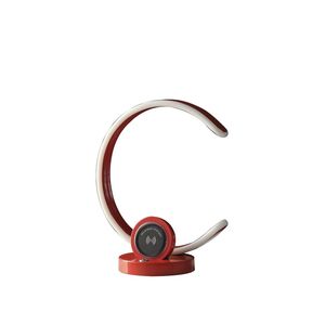 Lampada da Scrivania LED Moderna a Forma di C da 13,25 Pollici con Porta USB/Caricatore Wireless e Dimmer Touch Rosso Brillante - Product Image 1