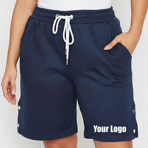 Shorts d'été décontractés pour femmes, respirants, couleur unie, 100% coton, logo imprimé personnalisé, streetwear, short pour femmes. - Product Image 1