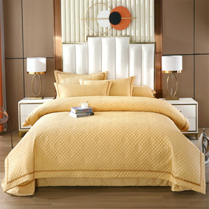Ensemble de housse de couette matelassée en polyester jaune, literie d'hiver, taille Queen, lavable en machine, hypoallergénique - Product Image 6