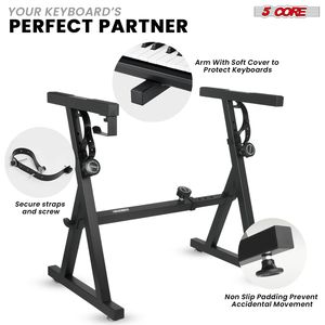 Supporto per Tastiera a 5 Livelli Stile Z, Altezza e Larghezza Regolabili, per Pianoforti da 54-88 Tasti - Product Image 6