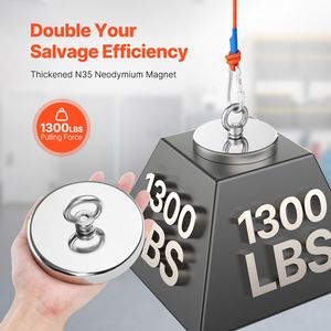 Kit per Pesca Magnetica con Magnete Potente 1300 LBS/590 Kg, Forza di Trazione Unilaterale, Magneti al Neodimio per Pesca con Magneti di Sollevamento in Terre Rare - Product Image 2