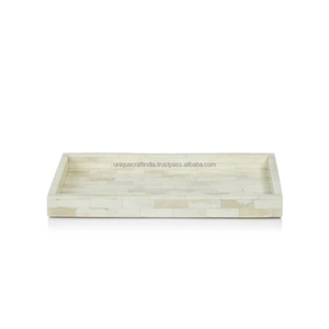 Orange Daisy Floral Bone Inlay Rectangular Serving <b>Tray</b> Handmade Artisan Crafted <b>Tray</b> Luxury Home Decor Wooden Base Accent Piece - Product Image 4