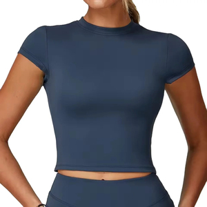 Top Corto para Mujer, Manga Corta, para Gimnasio, Fitness, Yoga, Ropa Deportiva, Camisetas de Entrenamiento - Product Image 5