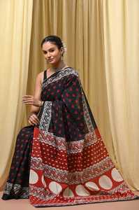 Block Print Soft Cotton Mulmul <b>Saree</b> for Women – Lightweight Indian Traditional Wear Premium Mulmul Cotton <b>Saree</b> <b>Blouse</b> Piece - Product Image 3