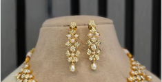 Elegante Juego de Collar y Aretes Jadau Chapados en Oro de Alta Calidad para Bodas y Eventos, Estilo Clásico para Mujer - Product Image 2