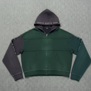Luxury Acid Wash Men’s Rhinestone Hooded Hoodie with Distressed Sun-Fade Finish. - Product Image 4