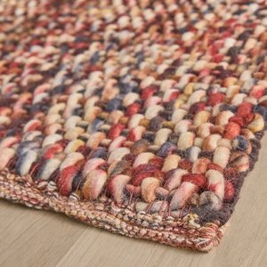 Chunky Handmade Wool/Cotton Loop Braided Rug | Scandinavian Striped Eco-Friendly Flat Pile Pet Friendly Thick Living Room - Product Image 4