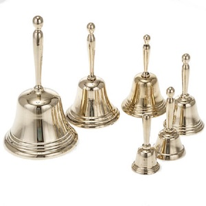 Impresionante juego de campanas de mano de latón, forma redonda tradicional, adorno decorativo duradero para uso en el hogar, iglesia o escuela, metal de alta calidad - Product Image 1