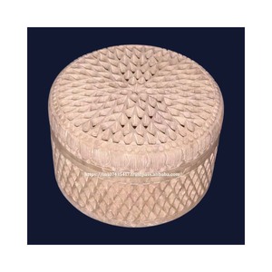 Latest Handcrafted Jali Work Stone Jewelry <b>Boxes</b> 4 X 4 Inch Soapstone Gift <b>Boxes</b> <b>Round</b> Stone Jewelry <b>Boxes</b> - Product Image 1