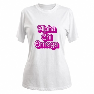 Hot Selling Sorority Style Summer <b>Patchwork</b> Cotton T-Shirt Custom Logo Women's Shirts for School Events - Product Image 4