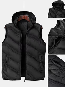 Chaleco Acolchado con Capucha para Hombre, Cálido, Transpirable, Cortavientos, con Cierre, Ligero, Informal, Relleno 100% Poliéster - Product Image 1