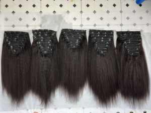 100% Vietnamese Raw Virgin Hair Extensions Kinky Straight Yaki <b>Clip</b> Ins for Everyone - Product Image 5