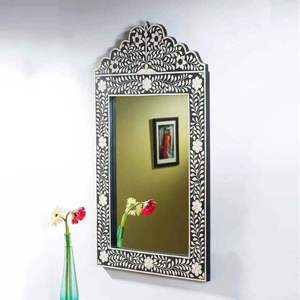 Customized Good Quality Luxurious Handcrafted Natural Wood Bone Inlay <b>Mirror</b> Frame for Decoration From India Floral Inlay - Product Image 3