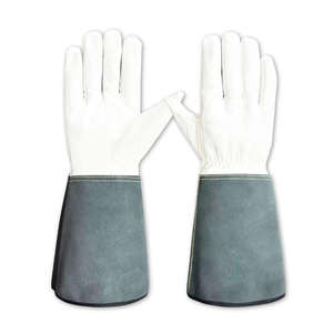 Gants de protection robustes pour soudage TIG, à manchette longue, en cuir de chèvre et croûte de cuir de vache, anti-coupure - Product Image 1
