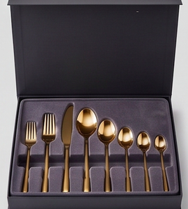 Juego de cubiertos dorados con acabado de alto brillo, diseño elegante para vajilla de boda, cubiertos metálicos resistentes al óxido. - Product Image 6
