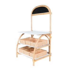 Comptoir de marché en rotin de haute qualité pour enfants avec paniers en osier, mobilier de jeu d'imitation - Product Image 3