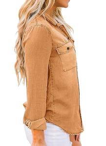 เสื้อเชิ้ตเดนิมลำลองสำหรับผู้หญิง สไตล์เก๋ไก๋ ลุคซันเฟด ยีนส์ฟอกสี มีจำหน่ายในแบบคลาสสิก เสื้อเชิ้ตเดนิมระบายอากาศได้ดีสำหรับผู้หญิง - Product Image 2