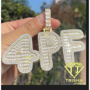 Moissanite Diamond Custom Letter Necklace <b>Iced</b> Out Hip Hop Pendant Gold <b>Chain</b> Luxury Jewelry Gift - Product Image 6