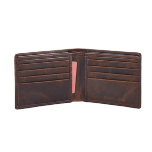 High Quality Genuine Leather Bifold <b>Wallet</b> <b>Men</b> Handmade <b>RFID</b> Protected Custom Branding Lightweight Multi-Function Competitive - Product Image 3