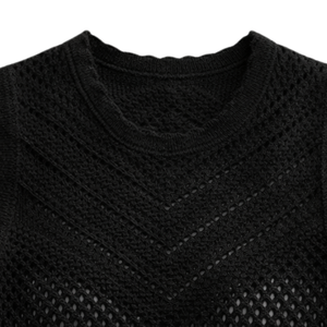 Suéter de punto de ganchillo para mujer, sin mangas, de malla texturizada, ligero, transpirable, antiarrugas, elegante, para otoño - Product Image 6