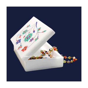 Handmade Customized Marble Jewelry Box Makrana Stone Inlay Design Velvet <b>Ring</b> & <b>Watch</b> Box for Storage & Gift Purpose - Product Image 2