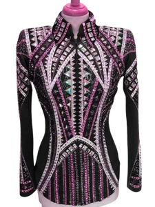 Veste de concours équestre pour femmes, personnalisée, brodée, écologique, légère, à séchage rapide, pour la compétition de rodéo - Product Image 1