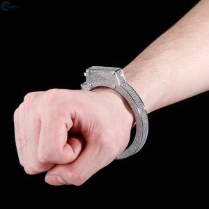 Pulsera de hombre estilo hip hop cubana con incrustaciones de moissanita VVS1, pulsera de rapero con brillo. - Product Image 6