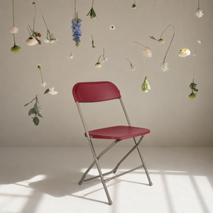 Folding Lightweight Portable Garden Chair Red Plastic Seat Plastic Frame Modern Minimalist Outdoor Furniture for Farmhouse Hotel - Product Image 1