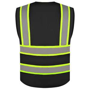 Gilet de sécurité haute visibilité noir avec bandes réfléchissantes, classe 1 ANSI, vêtements de travail pour hommes - Product Image 2