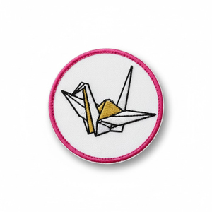 Patch de grue origami brodé circulaire, applique thermocollante en feutre non tissé, décoration pour cadeaux - Product Image 1
