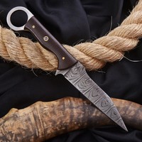 Couteau tactique multifonctionnel de survie pour le camping, à lame fixe en acier Damas de qualité industrielle, pointe tombante, manche en Micarta, OEM, de la marque UA Supplies