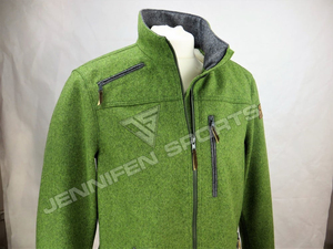 Chaqueta de Caza Personalizada para Hombre, 100% Lana Verde, Cierre Frontal con Cremallera, Múltiples Bolsillos Frontales, Forro Acolchado Interior - Product Image 2