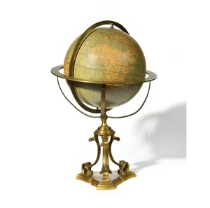 Globe terrestre nautique antique en laiton, sphère armillière moderne, écologique, durable, éducatif, rotatif, carte du monde vintage, décoration de bureau - Product Image 1