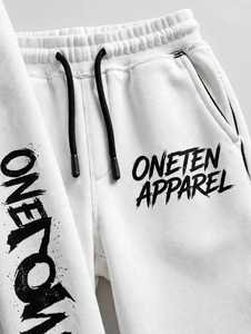 Pantalones Deportivos Blancos para Hombre ONETEN APPAREL, Cintura Elástica con Cordón, Estilo Casual, Bordado con Letras, Algodón de Peso Medio, Otoño - Product Image 3