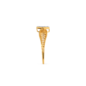 Bague en or jaune de qualité supérieure, grappe de diamants de 0,35 ct avec accents de feuilles complexes, bande polie, bijoux de mode en gros - Product Image 4