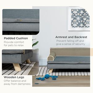 Divano per Cani di Taglia Media e Grande, Resistente all'Acqua, Grigio, 99 x 62,2 x 31,8 cm, con Gambe in Legno e Cuscino Lavabile, Cuccia per Cani - Product Image 6