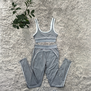 Women's <b>Olive</b> <b>Green</b> Sporty Two-Piece Set Crop Top With Elastic Waist <b>Leggings</b> Full Length Solid Color Knitted Spandex Nylon - Product Image 5