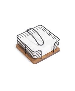 Porta Servilletas Plano de Madera, Porta Servilletas Cuadrado de Metal y Madera de Estilo Moderno para Cocina o Mesa de Comedor - Product Image 1