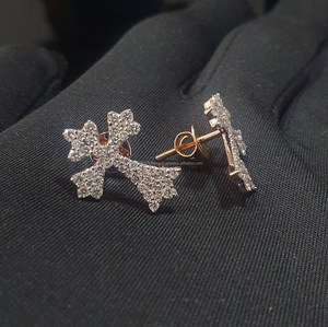 Korean Style Crystal Cross <b>Stud</b> Lab Grown Earrings Elegant Fashion Jewelry For Women Daily And Party Wear - Product Image 3