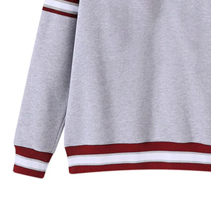 Sweat-shirt unisexe gris chiné de haute qualité, motif sororité et fraternité, col rond, rayures rouges et blanches, coupe oversize, vente en gros 2026 - Product Image 4