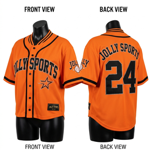 180 GSM Breathable <b>Polyester</b> Peach Black Baseball Jersey Heat Transfer Logo Custom <b>100</b>% cotton T-<b>shirt</b> for men loose fit printed - Product Image 5