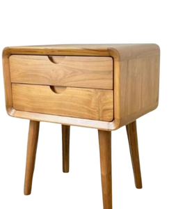 Modern Convertible Wood Nightstand with 2 Drawers Marble Top Apartment-Friendly Bedroom Furniture Storage Side Table - Product Image 3