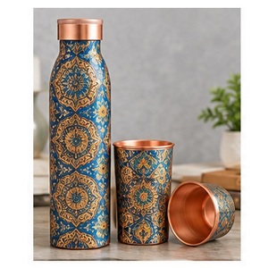 Heritage Paisley Copper <b>Water</b> <b>Bottle</b> Set with Paisley Design Portable Travel <b>Thermos</b> for Outdoor Use - Product Image 6