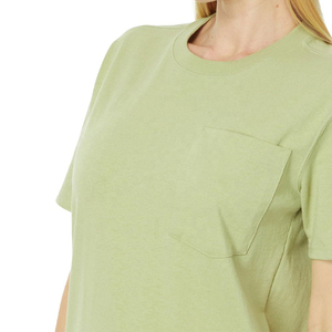 T-shirt décontracté respirant en jersey uni pour femme grande taille, avec logo rose clair, le plus vendu, tendance, offre OEM/ODM, vêtements en gros - Product Image 6