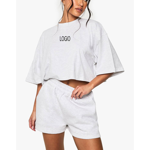 Wholesale 2026 Basketball Shorts <b>Set</b> Oversize T Shirt &Sweatpants 100%Cotton Airport Outfit For Travelling Women USA Streetwear - Product Image 1