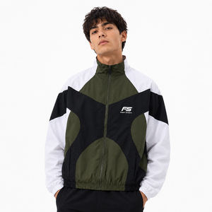 Veste coupe-vent légère pour homme, à blocs de couleur, imperméable, sportive, streetwear, vintage, respirante - Product Image 1