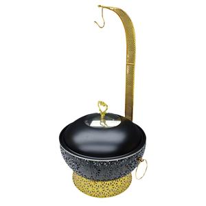 Luxury Ornate Chafing Dish Round Stainless Steel Buffet Food Warmer Gold Silver <b>Black</b> for Wedding Banquet Hotel Catering - Product Image 5